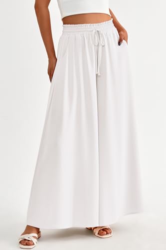 CFLONGE Women Wide Leg Pants Casual High Waist Floral Palazzo Pants for Women Flowy Trendy Lounge Boho Beach Trousers Pockets3