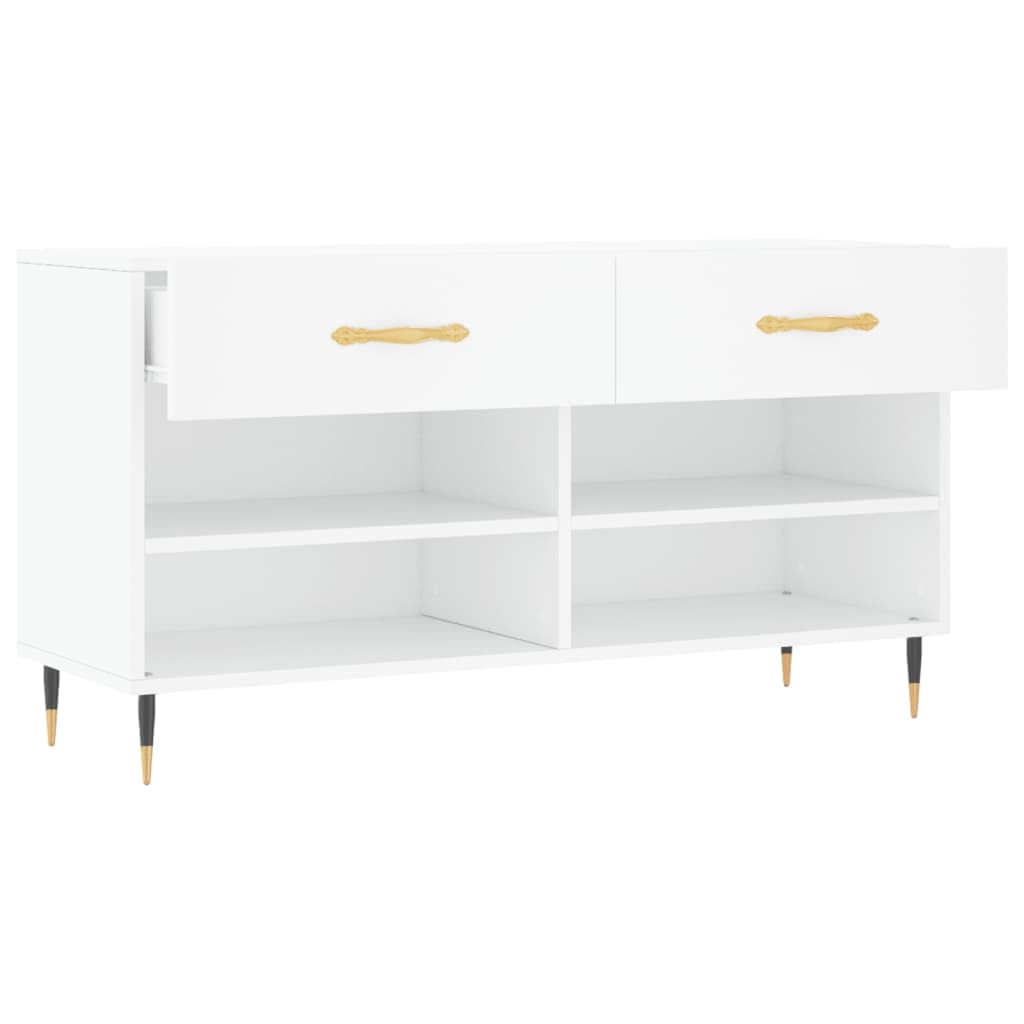 Meuble Rangement Chaussures Blanc 102 x 35 x 55 cm Bois Composite