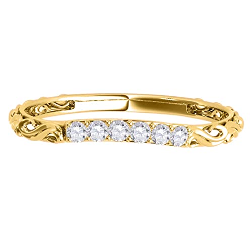MauliJewels 0.10 Carat Diamond Curved Prong Setting Wedding Band in 14K Solid Gold2