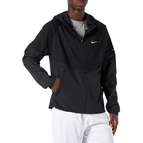 Nike Herren Miler Kapuzenjacke, Black/Black/Reflective Silv Cover