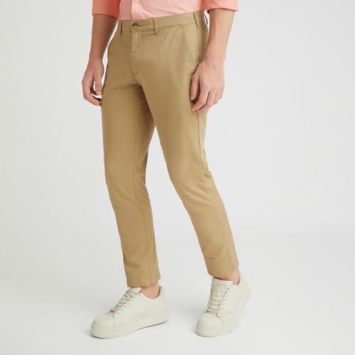 Image of Colorplus Men's Cotton Blend Print Pattern Nuvo Fit Flat Front Casual Trouser