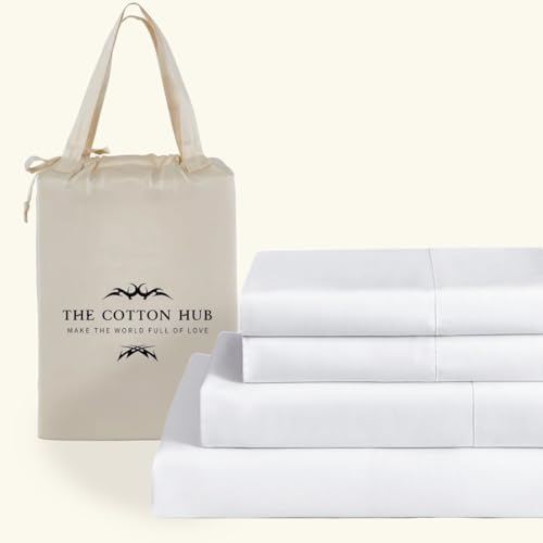 100% Pima Cotton Queen Sheet Set – 600 Thread Count Sateen Weave, Soft & Breathable Luxury Bed Sheets, Deep Pocket Fitted Sheet 16-22”, Hotel Quality Bedding (4 Piece Set) (Solid, White) - Thumbnail 3