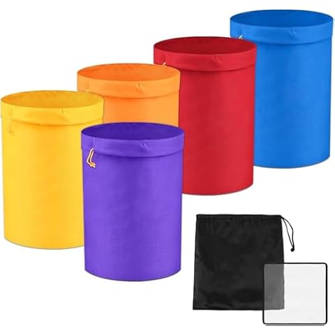 5 Pieces 5 Gallon Filter Bag Set - Reusable Oxford Cloth Food Filter Bags for Hydroponics, Gardening, and Juice (25 to 220-Micron) Cover