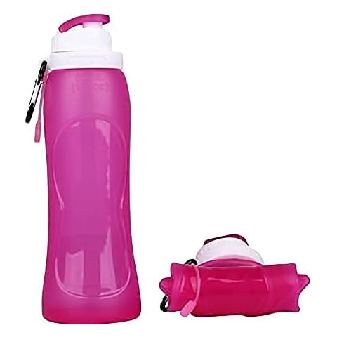 VGMAX Silicone Foldable Water Bottle 500 ml I BPA Free I Sports Bottle I Best for Kids & Office I Women I Heath Conscious (Multi Colors, 1 Pcs) Cover