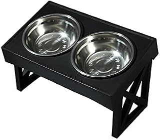 LIBOOI Raised Dog Bowl, Dog Bowls on Stands, Adjustable Height Dog Bowls with 2 Stainless Steel Dishes, Anti-skip Elevated Dog Feeding Station Stand for Large Medium Small Dogs