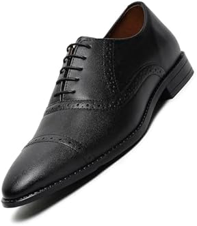 LOUIS STITCH Men's Formal Lace-up Oxford Shoes for Men | PU Leather, Solid Design | Ideal for Formal, Business Casual, and Parties (LSRG_OX)