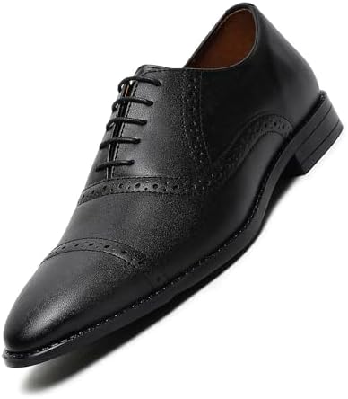 LOUIS STITCH Men's Formal Lace-up Oxford Shoes for Men | PU Leather, Solid Design | Ideal for Formal, Business Casual, and Parties (LSRG_OX)