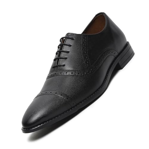 LOUIS STITCH Men's Formal Lace-up Oxford Shoes for Men | PU Leather, Solid Design | Ideal for Formal, Business Casual, and Parties (LSRG_OX)
