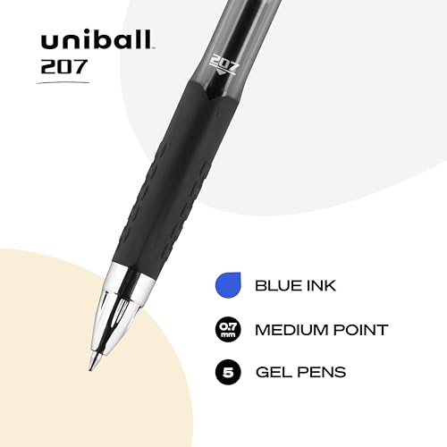 Uni-Ball Signo 207 Blue Gel Pen 5-Pack