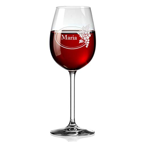 polar-effekt Leonardo Weinglas Personalisiert mit Gravur - Rotwein-Glas 460ml - Geschenkidee für Männer, Frauen - Motiv Wein Emblem