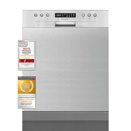 Exquisit Geschirrspüler EGSP9414-EF-030D INOX | Spülmaschine 60 cm Unterbau | Einbaugeschirrspüler | 14 Maßgedecke | Geschirrspüler 60cm Unterbau
