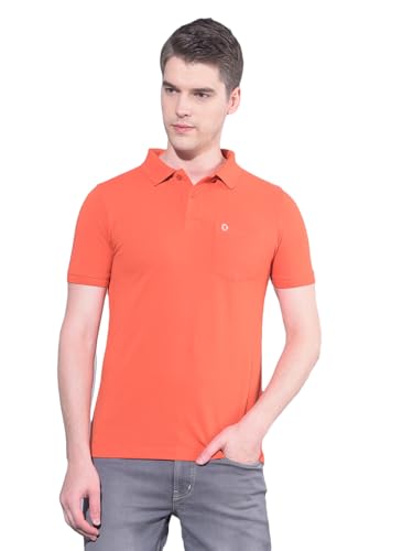 Image of Dollar Men's Pack of 1 Solid Cotton Blend Polo Neck T-Shirt