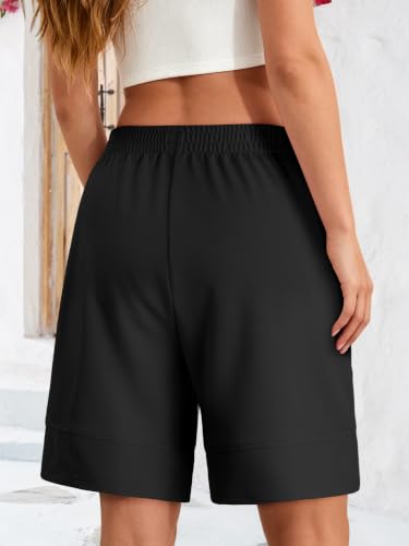 KISSMODA Women Bermuda Sweat Shorts High Waist Pockets Summer Lounge Workout Shorts — view 5