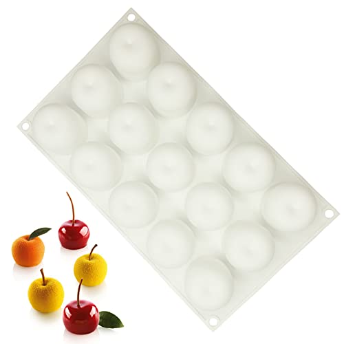 QIUMING Moldes de manzana 3D molde de silicona Molde de pastel de silicon Molde de silicona de molde de pastel de molde de mousse Para hornear magdalenas, jaboneras（Blanco，15 cavidades ）