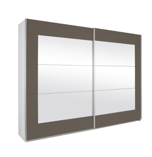Rauch Schwebetürenschrank Alegro | In Alpinweiß mit Front in lavagrau| Mit Spiegel | 271 x 210 x 62 cm | A9N28.5115 - A9N28.5115 Rauch Schwebetürenschrank Alegro | In Alpinweiß mit Front in lavagrau| Mit Spiegel | 271 x 210 x 62 cm | A9N28.5115