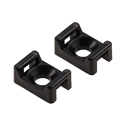 Black Screw Mount Cable Tie Bases - Cable Ties up to 5mm Wide - 4mm (M4) Screw Hole - Saddle Mount Cable Tie Fixings (25)