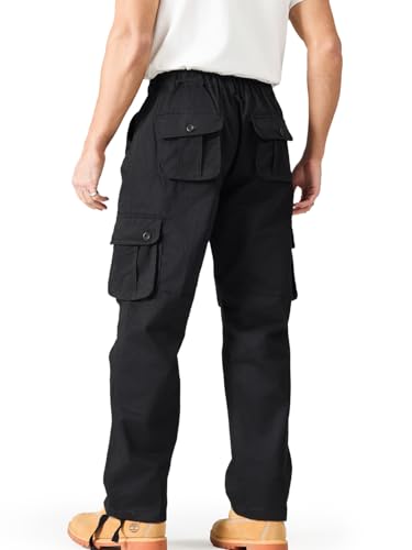 Cargo Pants for Men｜Elastic Waist, 6 Pockets & Adjustable Cuffs｜Cotton Fabric for Work, Casual & Daily Wear2