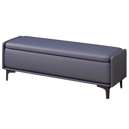 Banc d'entrée en cuir design haut de gamme avec coffre de rangement et assise rembourrée chic