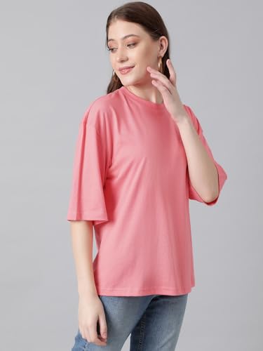 Image of KOTTY Women's Cotton Blend Solid Oversized T-Shirts