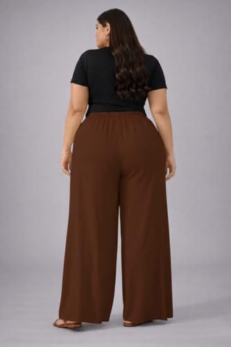 Image of KOTTY Women's Plus Size Wide Leg Pants with Elastic Waist Relaxed Fit Comfortable Casual Travel Wear Style