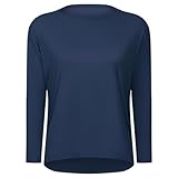 XINXINIO Camiseta de manga larga suelta para mujer con transpirabilidad. Parte superior de yoga para deporte y ocio, azul oscuro, S