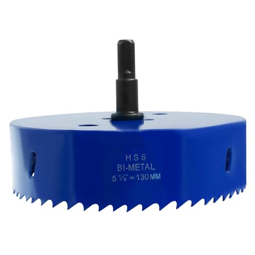 Image of Luomorgo 130mm /5 1 /8 inch Hole Saw | 1 1 /4 inch Cutting Depth, HSS Bi-Metal, For Wood Cornhole Boards Plastic Drywall & Metal Sheet