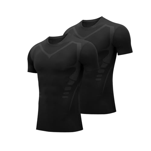 Chemises de compression homme lot de 2 t-shirts de sport à manches courtes HomyComy coupe sèche