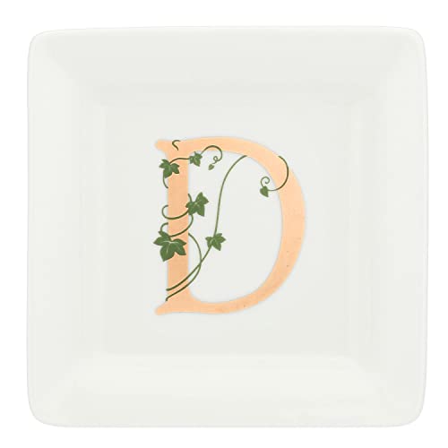 La Porcellana Bianca - Piattino Quadrato Lettera D - Arredo Casa, Cucina - Linea Adorato - Idea Regalo - Porcellana - 10x10xh1,5 cm