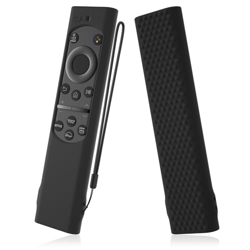 AKSHFETH Protective Silicone Case for Samsung Bn59-01388a/BN59-01385A Smart Tv Remote Silicone Cover Sleeve Compatible with Samsung BN59-01388A/TM2280E with Lanyard (Black)
