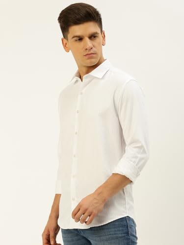 Image of SHOWOFFFF Men Self Design Casual Shirt | Spread Collar Full Sleeves Cotton Shirt for Mens | Slim Fit Regular Length Shirt for Men's
