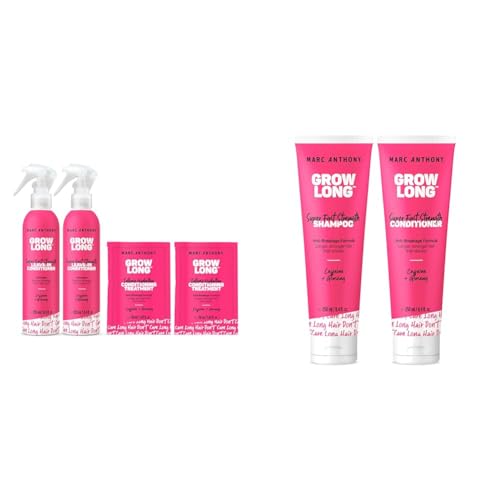 Marc Anthony Grow Long Leave-In Conditioner & Hair Mask Bundle with Shampoo for Longer, Stronger Anti-Frizz & Anti-Breakage Nourishing Formula