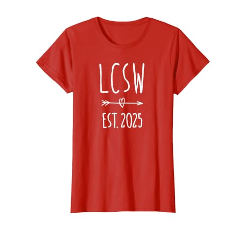 LCSW Graduation 2025 Licensed Clinical Social Worker T-Shirt, Women, Red, Large