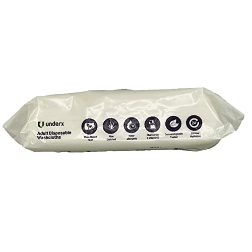 Underx Adult Disposable Washcloths Wipes With Aloe, Xl, Natural Moisturizing, Plant Based, Hypoallergenic, Not-Flushable, For Incontinence #TOP7