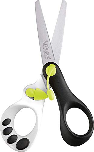 Maped Koopy Ciseaux scolaires 13,5 cm pour enfants, ouverture automatique pour faciliter la coupe, pointes arrondies, design ludique de Panda