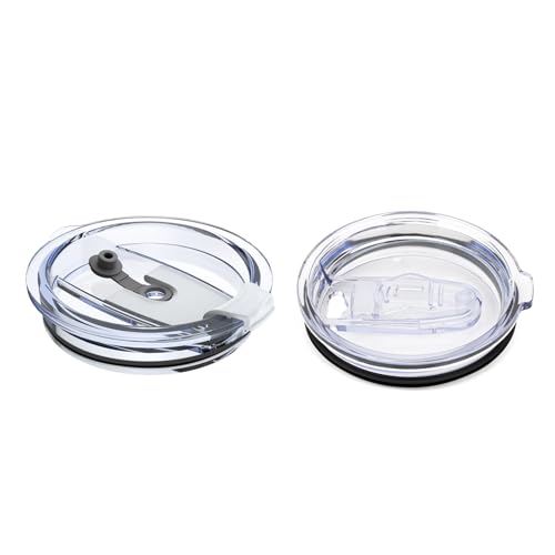 Zukro Replacement Lid for 20 oz and 24 oz Tumbler With Mouth Opening Only 3.25 Inch/8.3 CM, Press Fit Type, (No Fit Screw Type), Leakproof, 1 PC Straw and 1 PC Slider Lid, Clear
