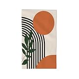 Mid Century Boho Hand Towel Bohemian Abstract Leaves Kitchen Dishes Towels for Shower Pool Beach Spa