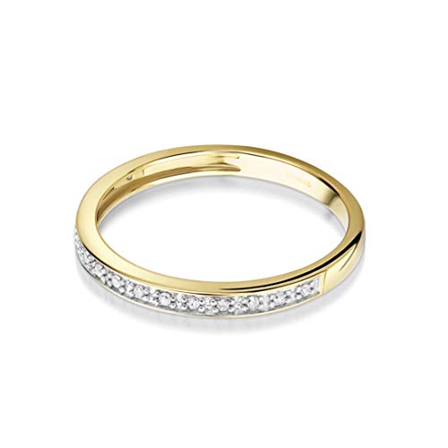 Bague éternité or jaune 14 carats sertie de diamants véritables