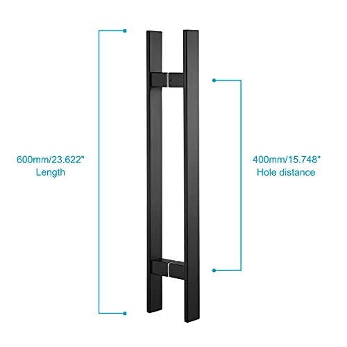 TOGU TG-6018 24 inches Solid Standoffs Heavy-Duty Commercial Grade-304 Stainless Steel Push Pull Door Handle/Barn Door Pull Handle/Glass Pulls, Matte Black Finish by TOGU - Image 2