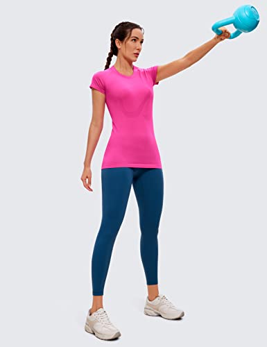 Image of CRZ YOGA Seamless Workout Shirts for Women Short Sleeve Sports Tees Quick Dry Breathable Gym Athletic Tops