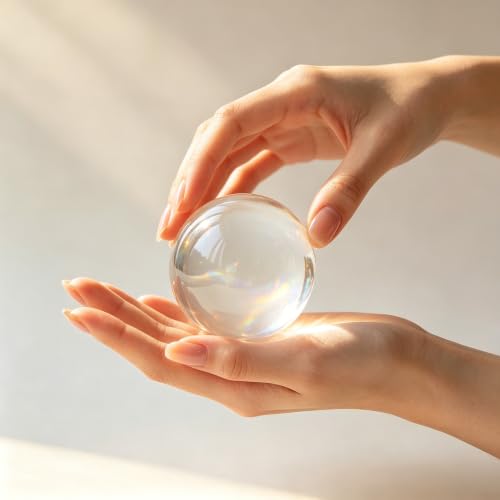 Image of Clear Crystal Ball 2.3in Real Glass Ball with Stand for Home Decor Gift
