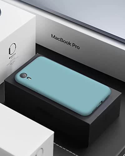 Image of VONZEE Microfiber Candy Case Compatible for iPhone Xr Smooth Touch Cushion Liquid Soft Silicone Gel Rubber Phone Case (Cactus), Blue