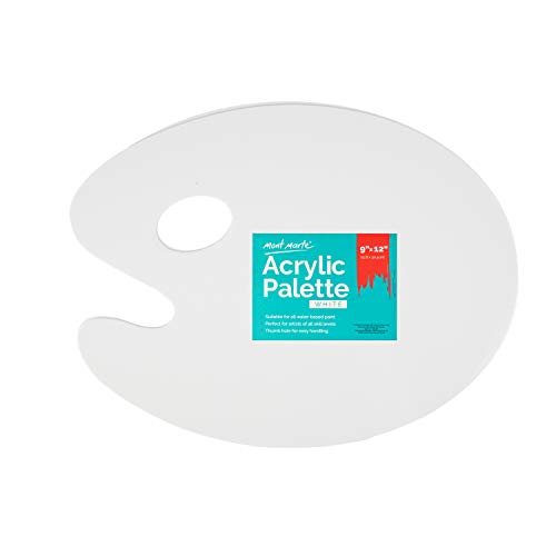 Mont Marte paleta de pintura para Acrilica - 23 x 30 cm - paleta de artista ideal para pintura acrílica e todas as pinturas à água - paleta de pintura branca com orifício para polegar