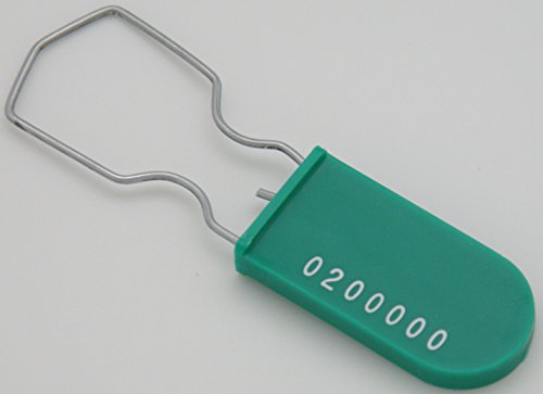 Image of Plastic Padlock Security Seal with Large Shackle Metal Wire (Green, 50 Pack)