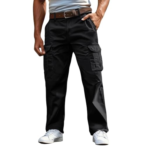 JiXiang Baggy Cargo Pants Men Stretch Workout Tactical Work Casual Outdoor Pants Vintage Athletic Cargo Trouser Multi Pocket3