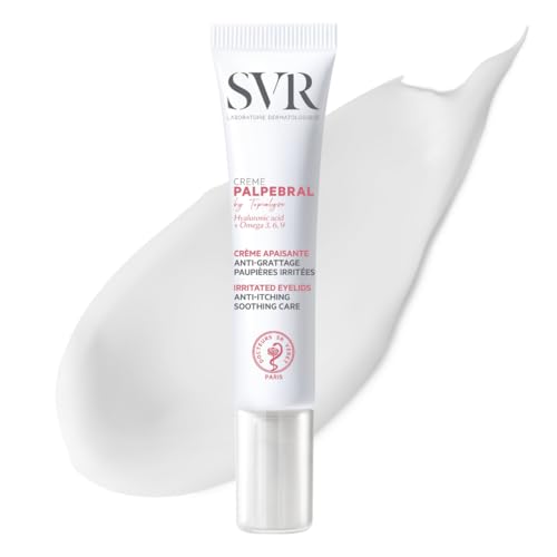 SVR PALPEBRAL Soothing Eczema Eye Cream for Dry, Sensitive, Itchy, Flaky Eyelids Prone to Irritation and Blepharitis, Steroid-free Formula, 15ml