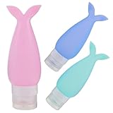 Beaupretty 3pcs 90ML Fishtail Shaped Silicone Emulsion Bottles Portable Travel Lotion Containers for Toiletries Shampoo and Cosmetics