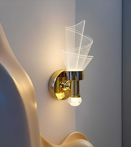 IGNITE GALAXY Modern Dual Light Brass & Fluted Glass Wall Sconce | Decorative Wall Lamp for Home Living Room, Bedroom, Hallway & Foyer | Elegant Ambient Lighting Fixture with Dual Bulb Design