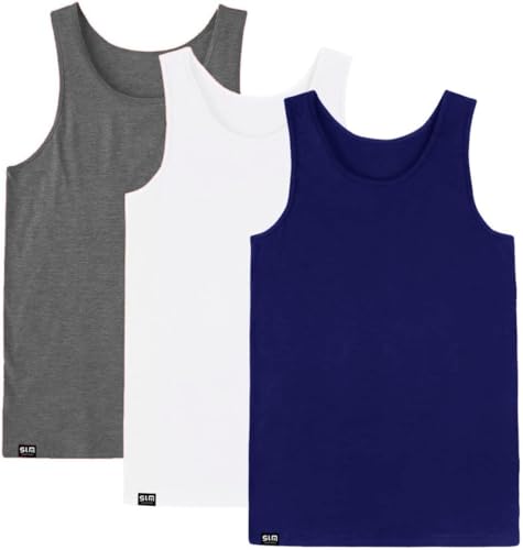 Kit com 3 Regatas Básicas Masculinas Academia Estilo Dia a Dia - Branco - Cinza - Marinho - M