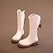 Kids Girls Round-Toe Knight Boots Fashion Rear Zipper Waterproof Chunky Long Boot Shoes Winter Leather Stretchy Knee-High Boots