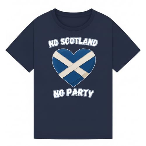 No Scotland No Party Travel Football Womens Loose Fit Graphic T-Shirt Retro Novelty Tee for Men Scottish Heritage Fan Souvenir Clothing Apparel Top Navy XL